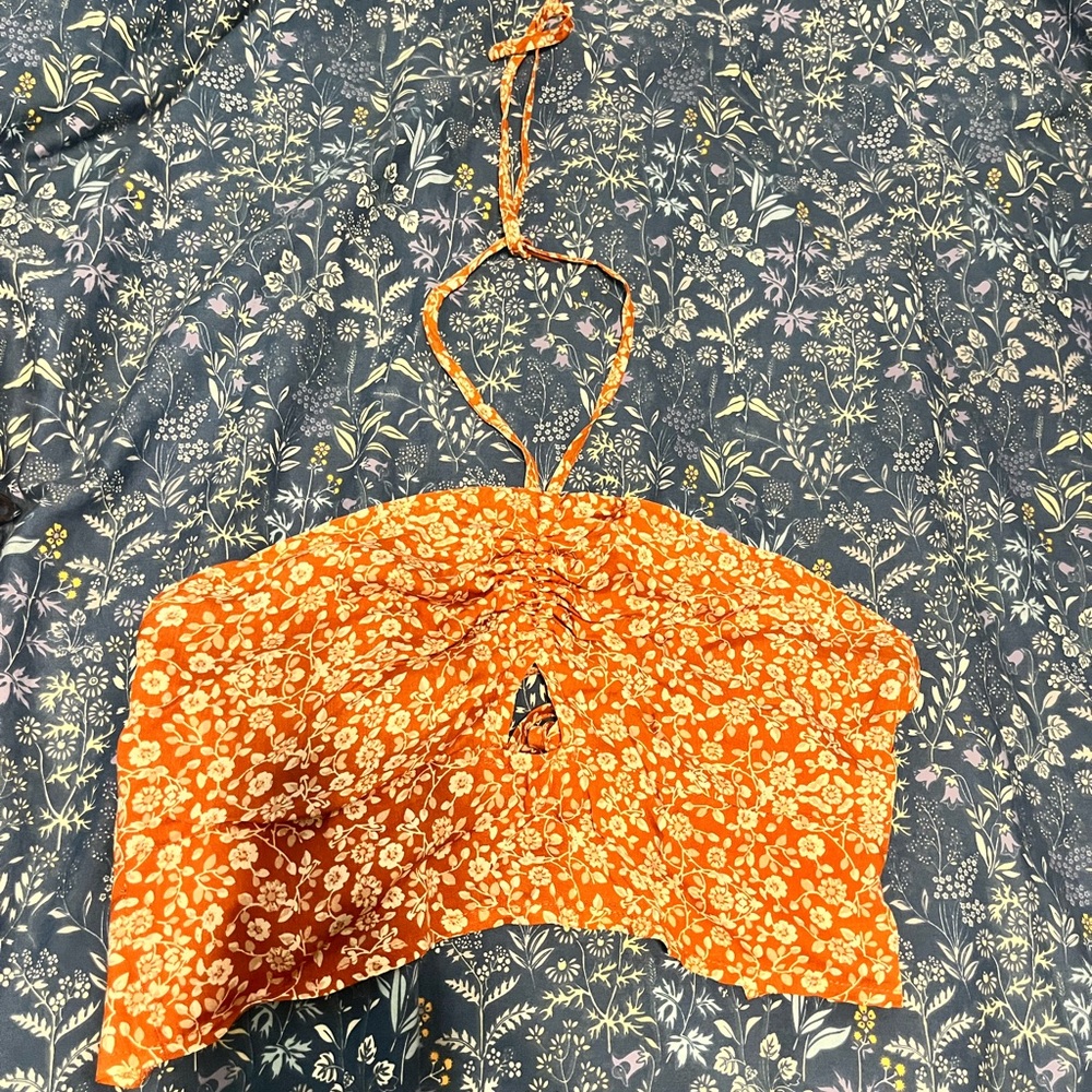SHEIN floral tie crop tube top!